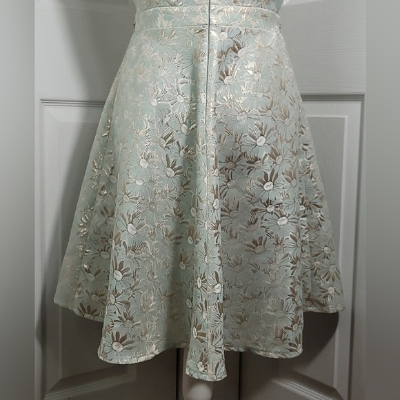 Ryu Mint Sleeveless Brocade A-Line Dress - Picture 9 of 16